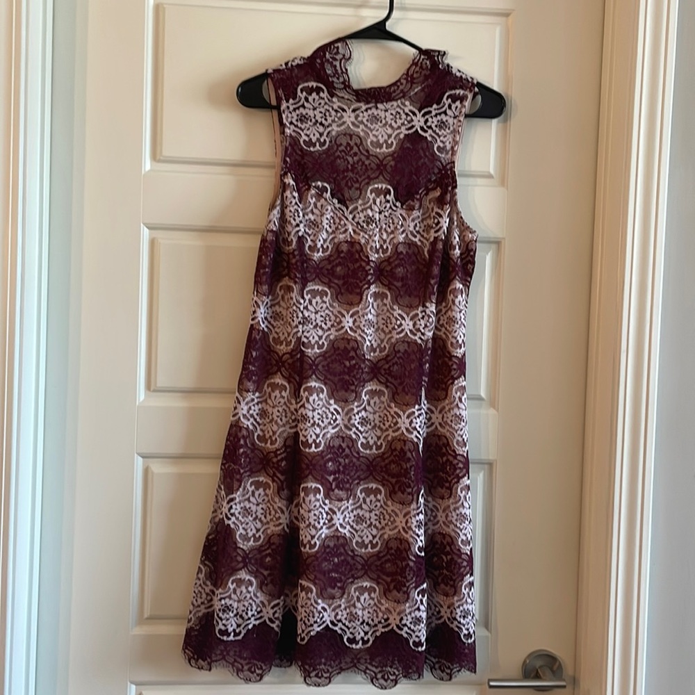 Purple and cream lace dress from Lulus